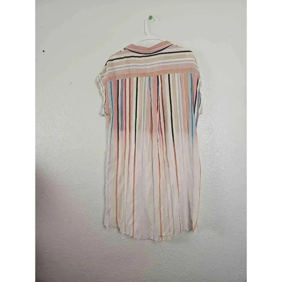 Umgee Striped Button Down Shirt Dress Short-Sleeve Medium - Picture 3 of 6